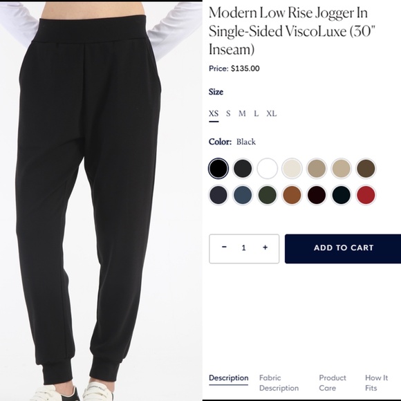 Women’s Elevere Premium Bamboo Jogger Pants Low Rise Black M 28” Inseam OEKO-TEX - Picture 2 of 7